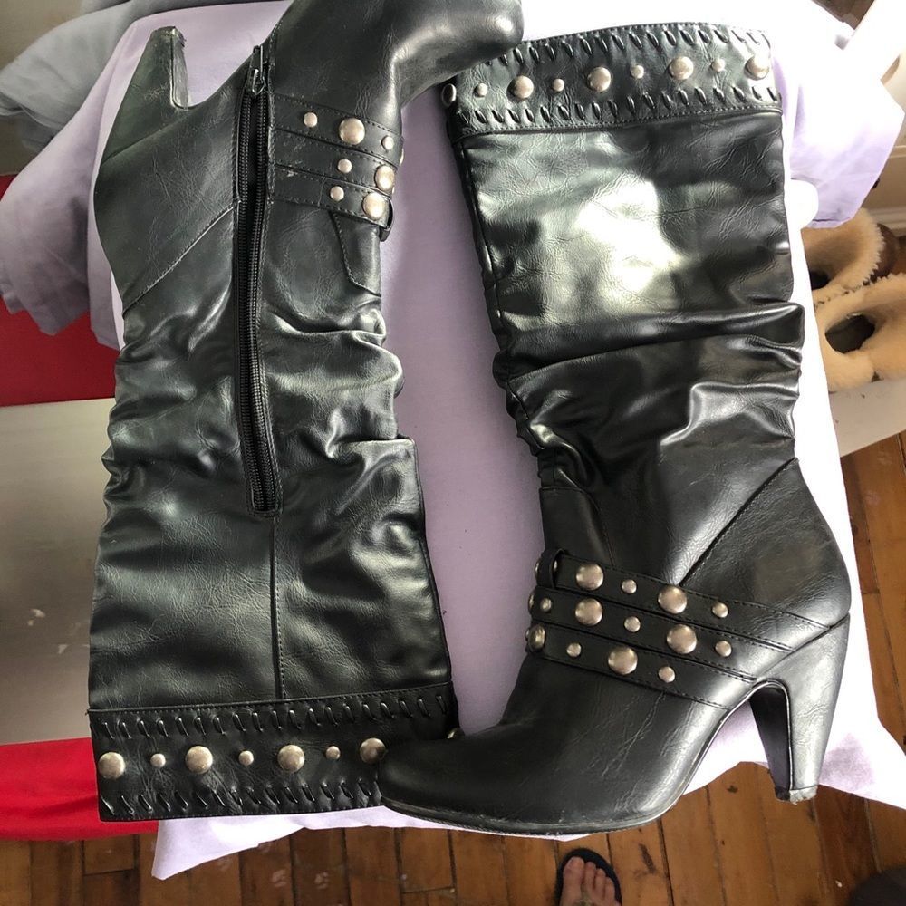 Black boots  stud details